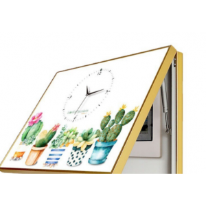 电表箱装饰画带鈡表约免打孔钟表配电箱绿植遮挡电闸盒新款挂画