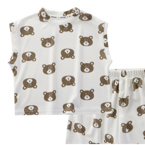 新款儿童短袖套装夏季男童女童背心套装宝宝家居服轻薄可爱两件套